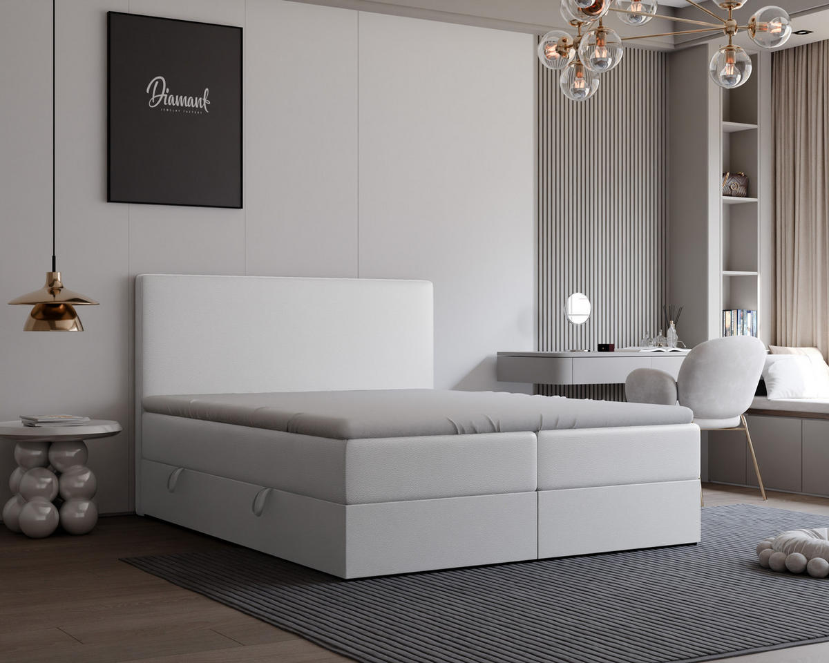 BOXBETT GIULIA 120/200 cm mit Matratze und Topper, Weiß - Weiß, Textil (120/200cm) - Idohome