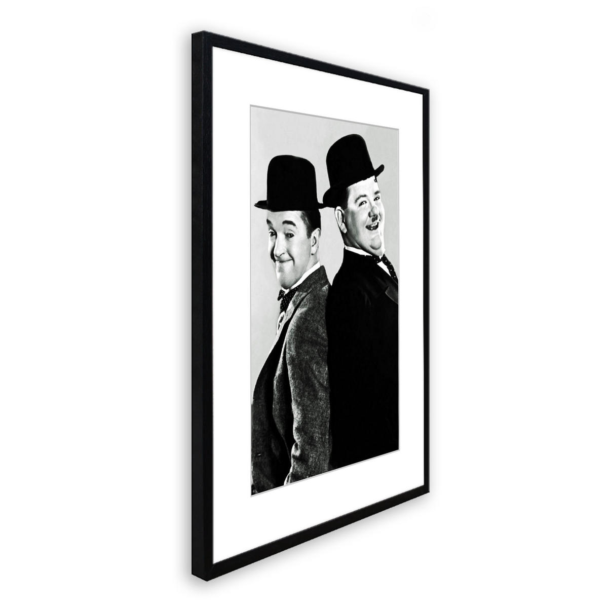 BILD mit Rahmen 51x71 cm Laurel & Hardy Schwarz-Weiß - Weiß, Holz (51/71cm) - artissimo