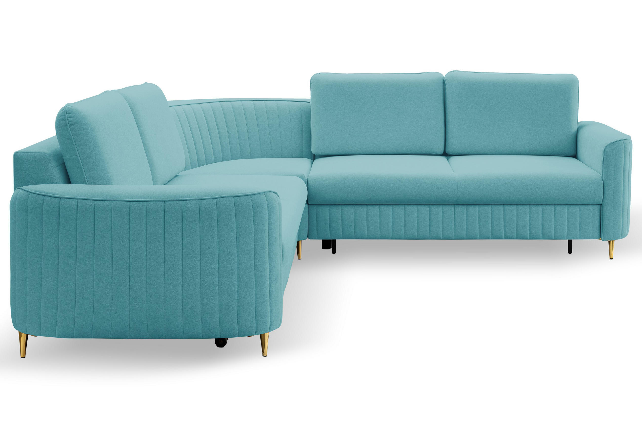 ECKSOFA VELA L-S Grün Velours-Stoff mit Schlaffunktion - Grün, Holz (251/251cm) - MASSENO