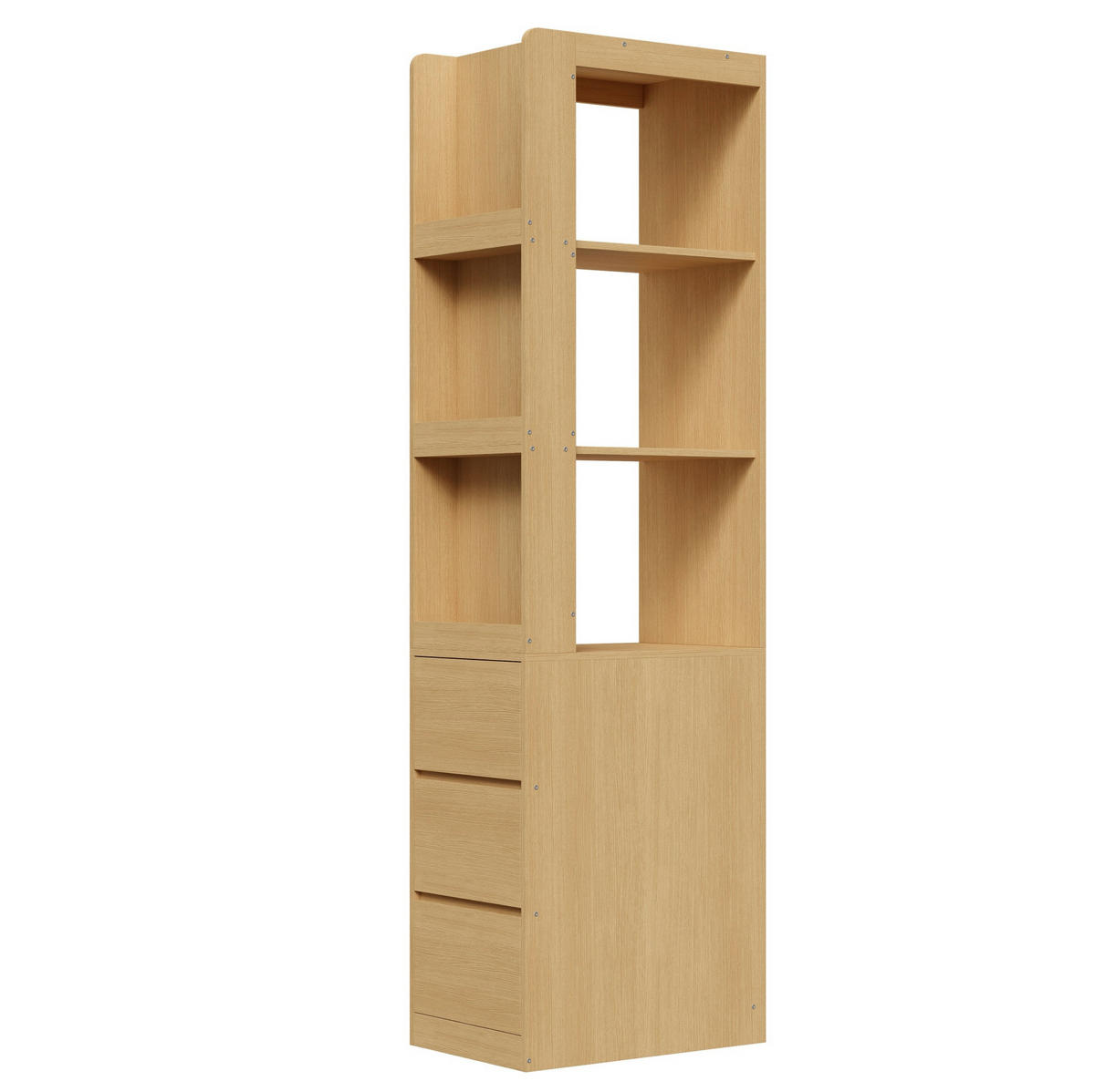 ORGANIZÉRY do kuchynských skriniek z drevotriesky, 60/40/200 cm dub, s 3 otvorenými priehradkami a 3 zásuvkami - farba duba, kompozitné drevo (60/200/40cm) - BEAOK
