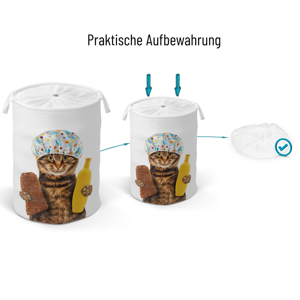 WÄSCHEKORB Shower Cat - Braun, Textil (37/55/55cm) - Sanilo