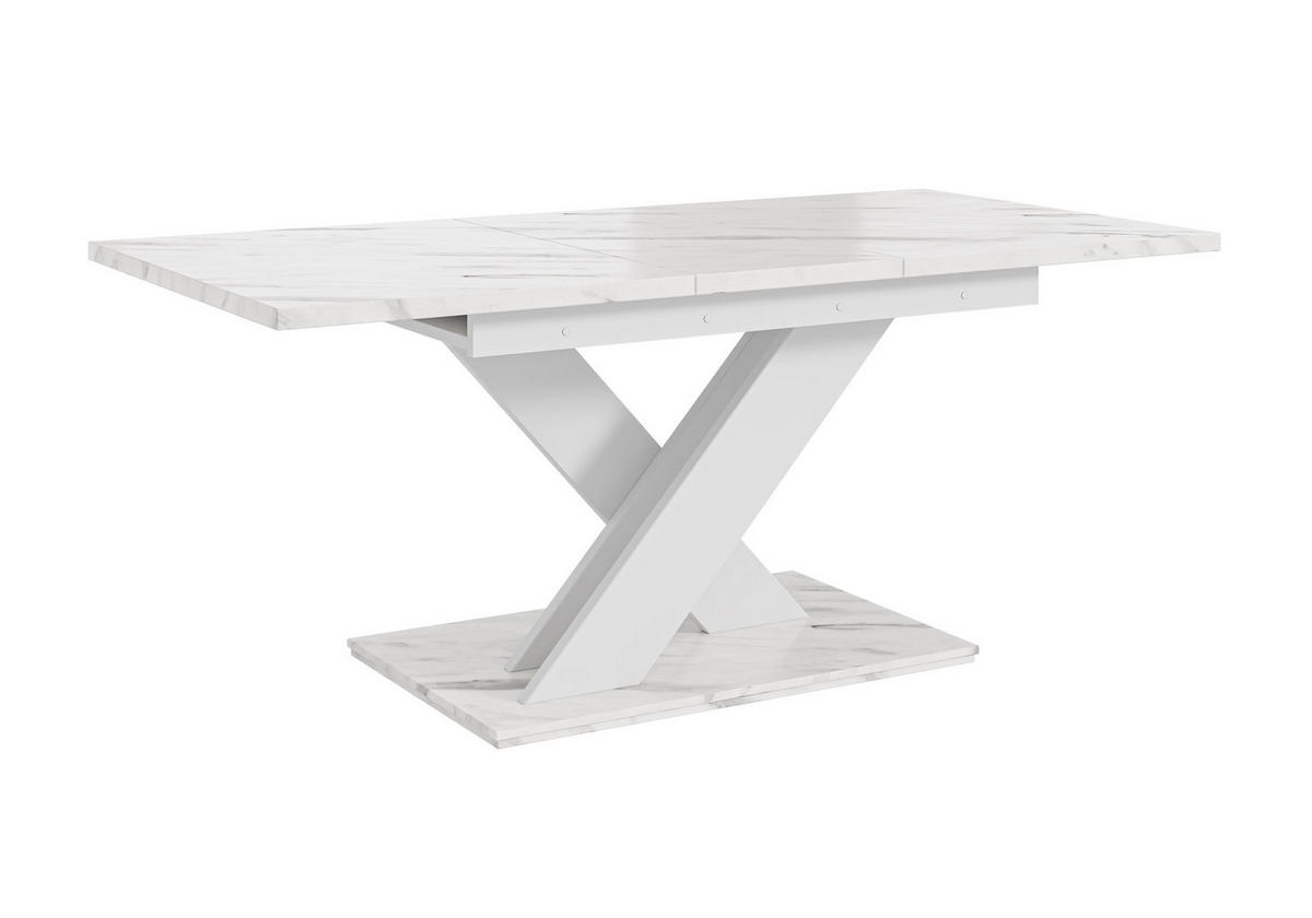 ESSTISCH Ausziehbar 140-180 cm Weiß Marmor-Optik - Weiß, Holzwerkstoff (180/80/75cm) - Home Collective