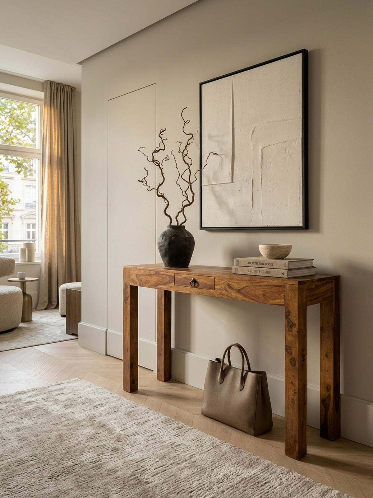 KONSOLENTISCH Akazienholz Schublade Landhausstil NAKO, Braun 120x40x70 cm - Braun, Holz/Metall (40/120/70cm) - KADIMA DESIGN