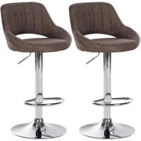 BARHOCKER 2er Set Milos Stoff C braun - Chromfarben/Braun, Textil/Metall (47/106/48cm) - TPFLiving