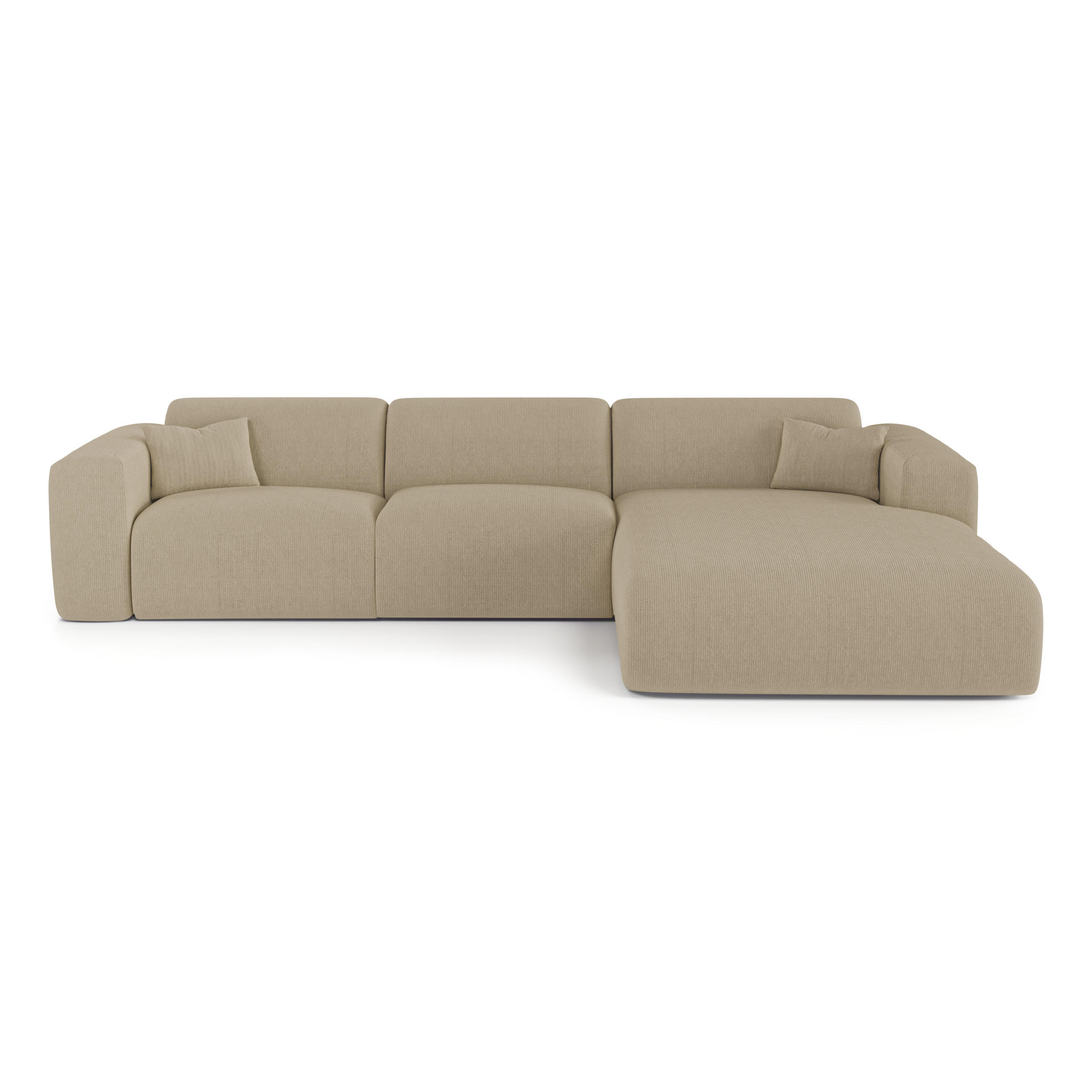 ECKSOFA RECHTS SCHLAFSOFA Gerippter Samt Beige 280cm - Beige, Textil (280/165cm) - Sia Home