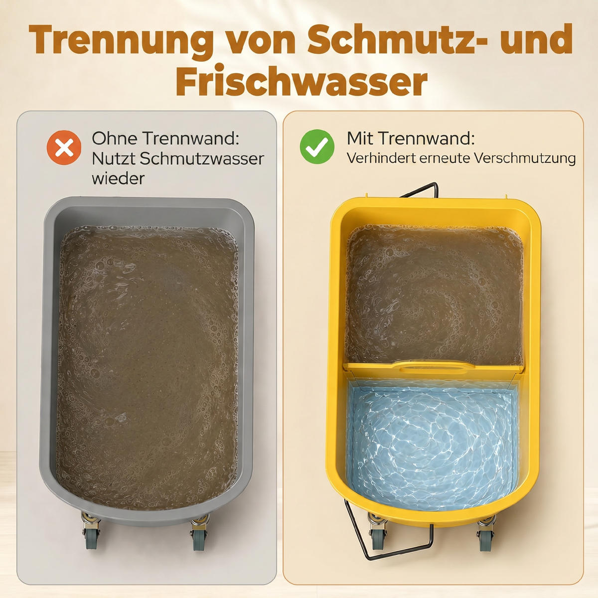 PUTZWAGEN Kunststoff Gelb - Gelb, Kunststoff (27/70.5/60cm) - HOMCOM