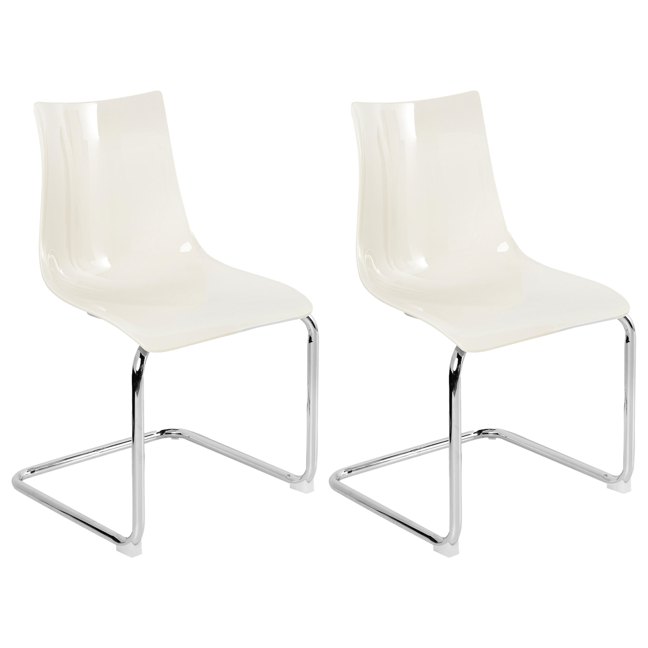 ESSZIMMERSTUHL 2er-Set Cremeweiß Marshall - Silberfarben/Weiß, Kunststoff (48/81/48cm) - Beliani
