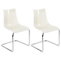ESSZIMMERSTUHL 2er-Set Cremeweiß Marshall - Silberfarben/Weiß, Kunststoff (48/81/48cm) - Beliani