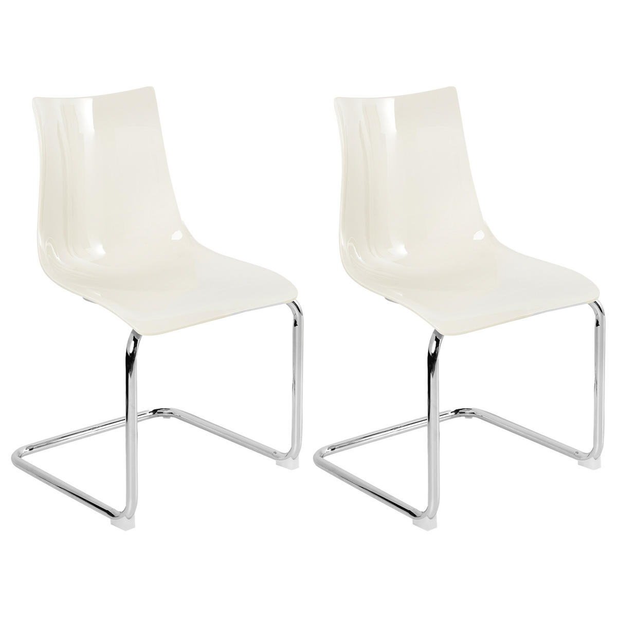 ESSZIMMERSTUHL 2er-Set Cremeweiß Marshall - Silberfarben/Weiß, Kunststoff (48/81/48cm) - Beliani