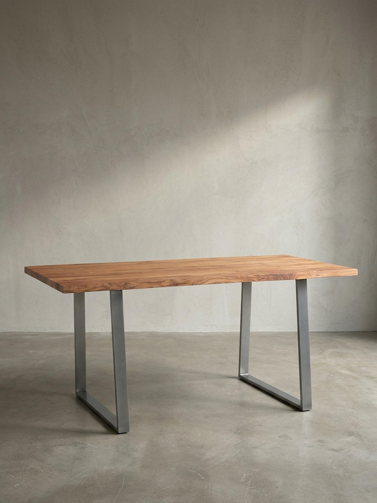 SCHREIBTISCH Massivholz Baumkante Chromgestell Handarbeit TARN, Goldbraun-Chrom 180x90x76 cm - Chromfarben/Braun, Holz/Metall (90/180/76cm) - KADIMA DESIGN