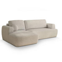 ECKSOFA SENTI N L-S Creme Boucle-Stoff mit Schlaffunktion - Creme, Holz (246/148cm) - MASSENO