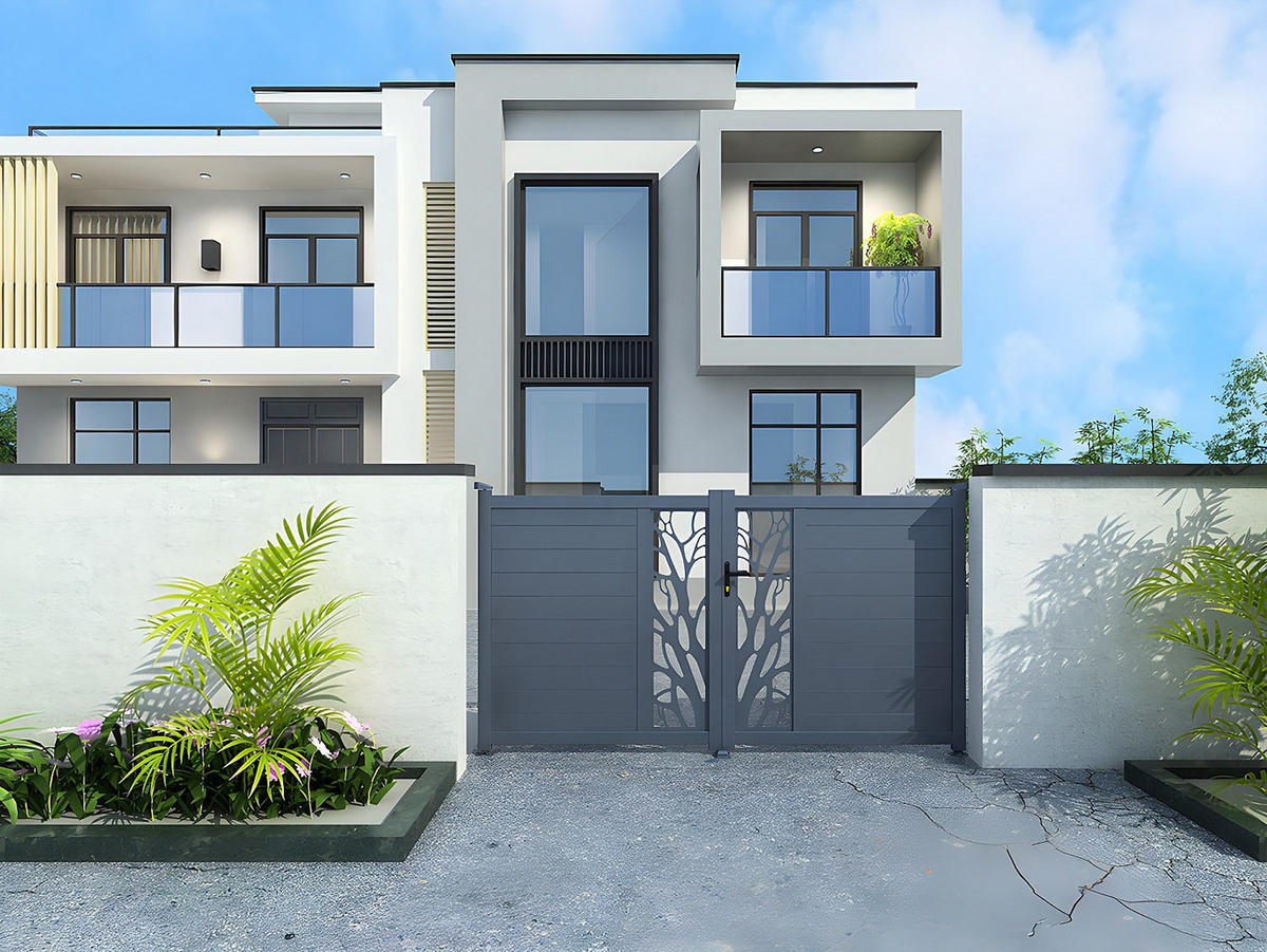 FLÜGELTOR - 351cm x 4.5cm - Aluminium - anthrazitgrau - LABRIT II - Anthrazit, Metall (351/164.05cm) - Vente-Unique