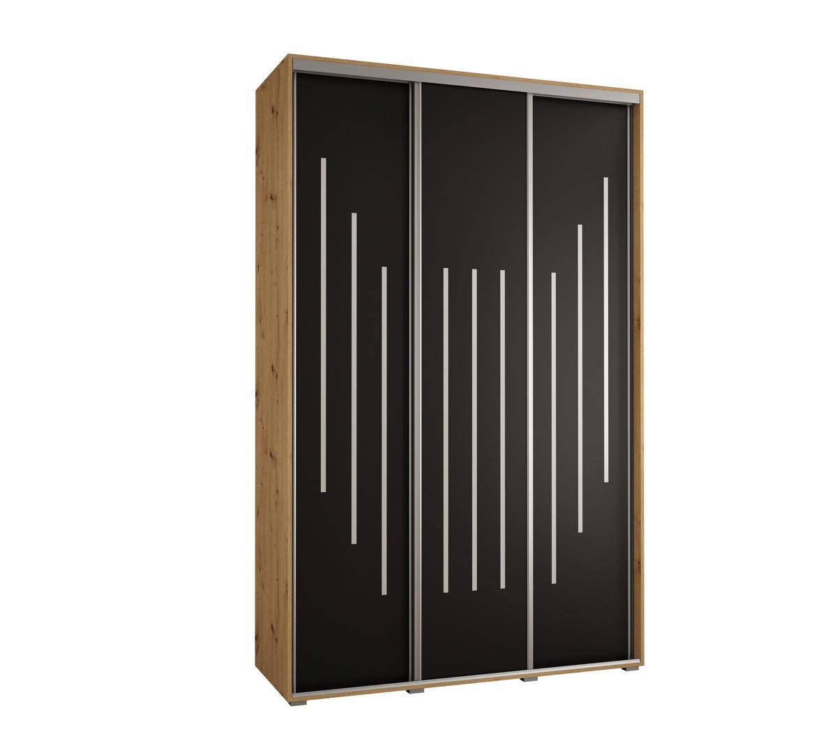SCHWEBETÜRENSCHRANK 235,2/160/45 3-türig - Silberfarben/Schwarz, Holz/Metall (160/235/45cm) - Abiks Möbel