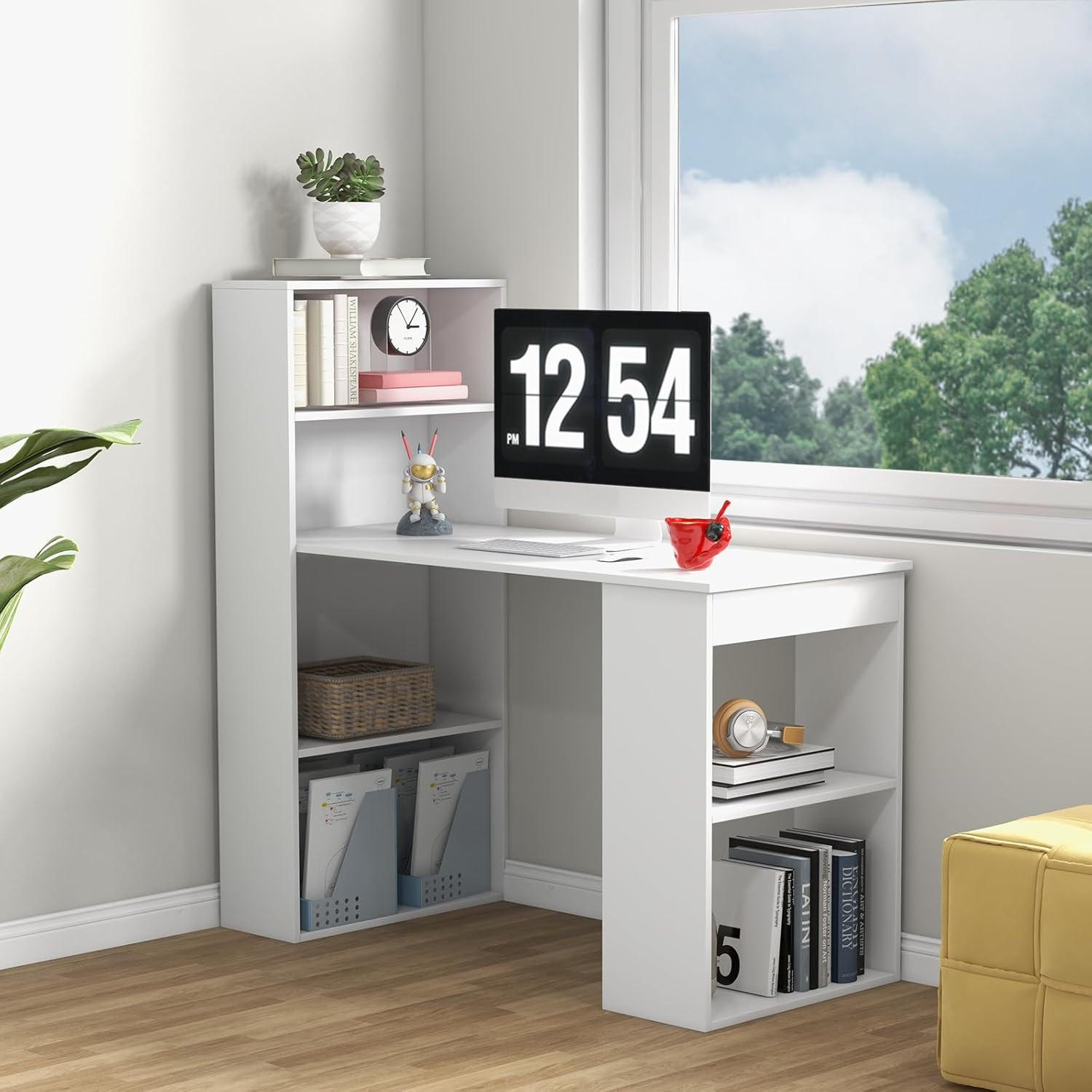 SCHREIBTISCH 120cm Weiß - Weiß, Holz (122/52/120cm) - COSTWAY