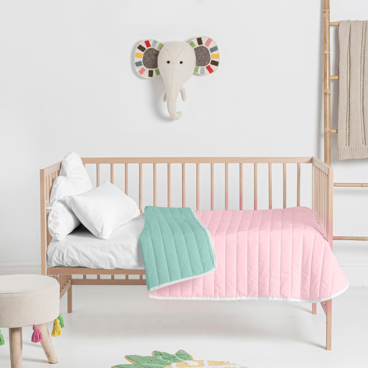 TAGESDECKE dash 100x130 cm (kinderbett) minze - Mintgrün, Textil (100/130cm) - Happy Friday