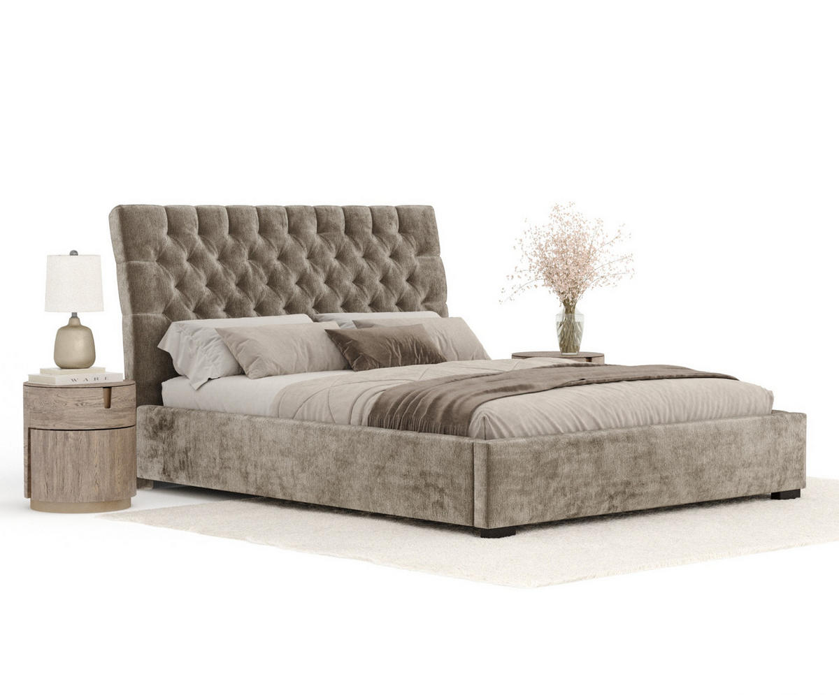 POLSTERBETT Vezzola Beige 160/200 cm im Chenille-Stoff - Beige/Schwarz, Holz/Holzwerkstoff (160/200cm) - Maison de Reve