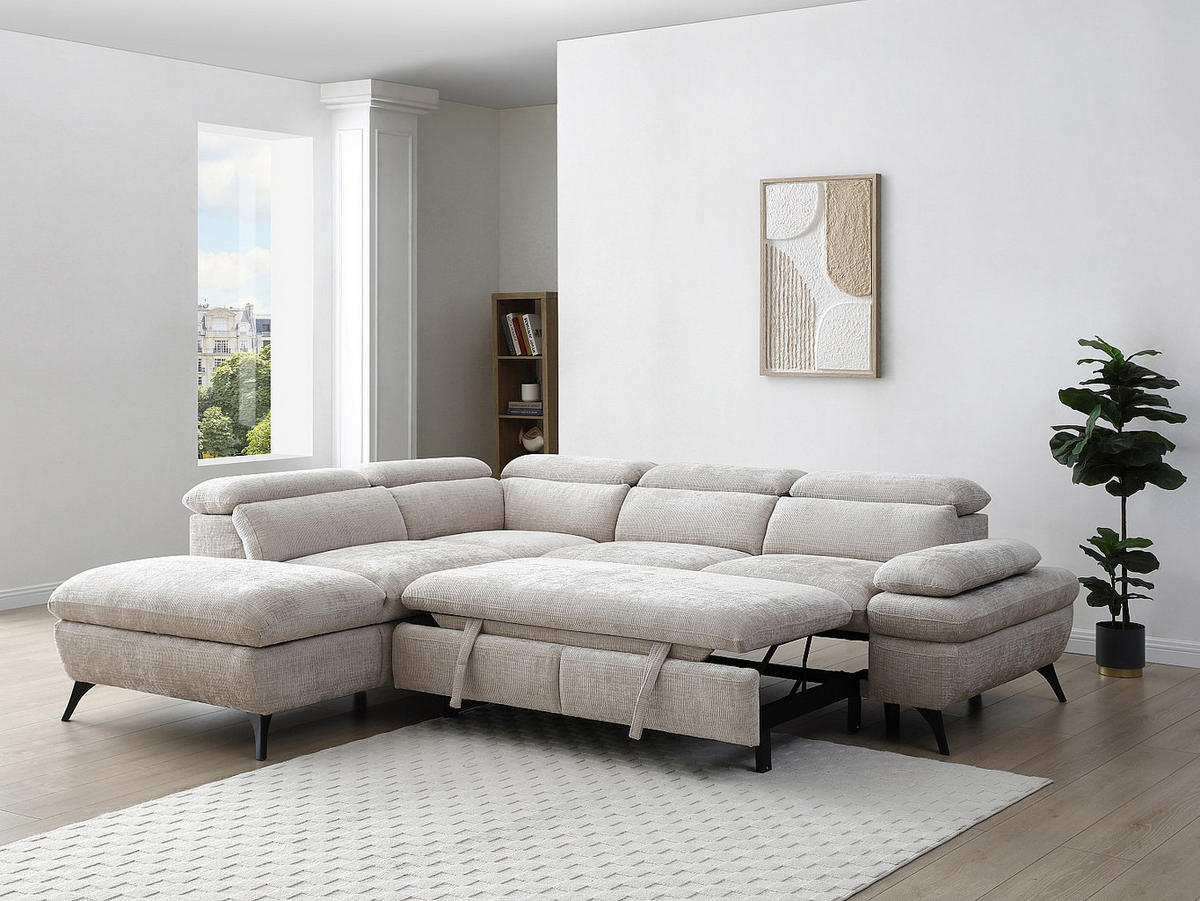 SCHLAFSOFA - 5 Personen - Stoff - Beige - - Beige, Textil (280/79/233cm) - Vente-Unique