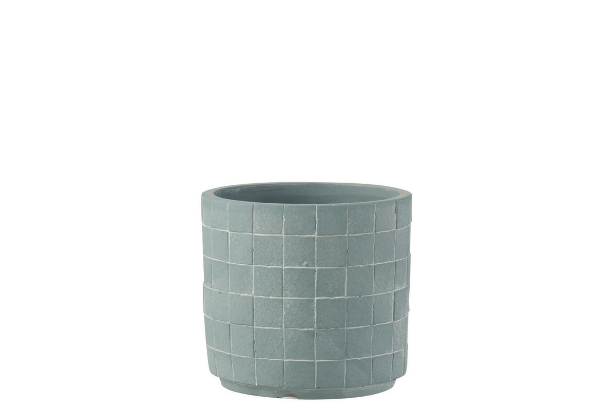 BLUMENTOPF VIERECKIG - Töpferei - Blau - M - 2er set - Ø 14 cm - Blau, Keramik (14/13cm) - J-Line