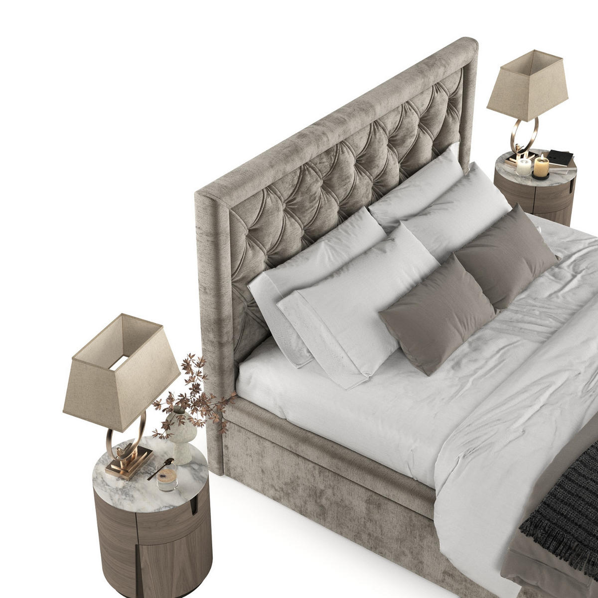 POLSTERBETT Nicobar mit Stauraum 200/200 cm Beige im Lotta Stoff - Beige/Schwarz, Holz/Holzwerkstoff (200/200cm) - AltaBeds