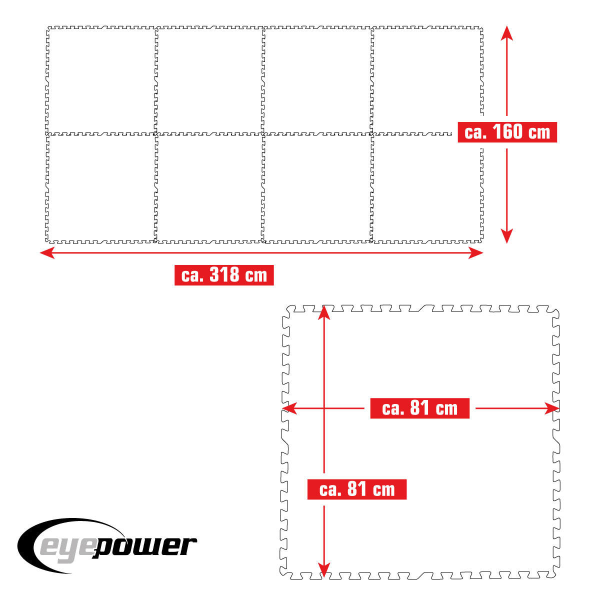 POOLMATTEN 5,1m² 8 EVA Matten 81 cm Blau - Blau, Kunststoff (81/81cm) - eyepower