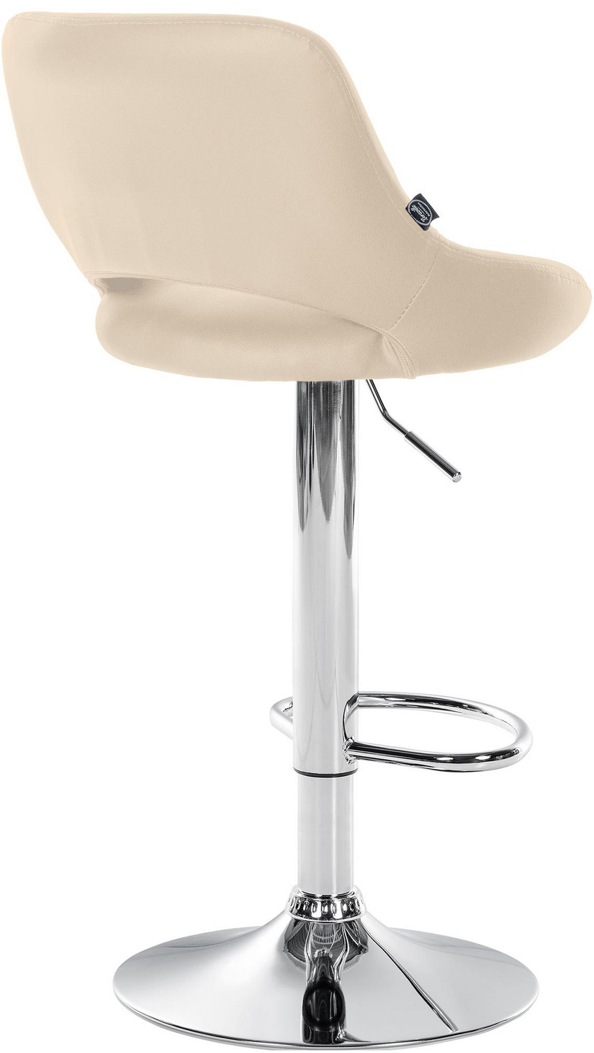 BARHOCKER Milos Kunstleder chrom creme - Chromfarben/Naturfarben, Kunststoff/Metall (47/106/48cm) - TPFLiving
