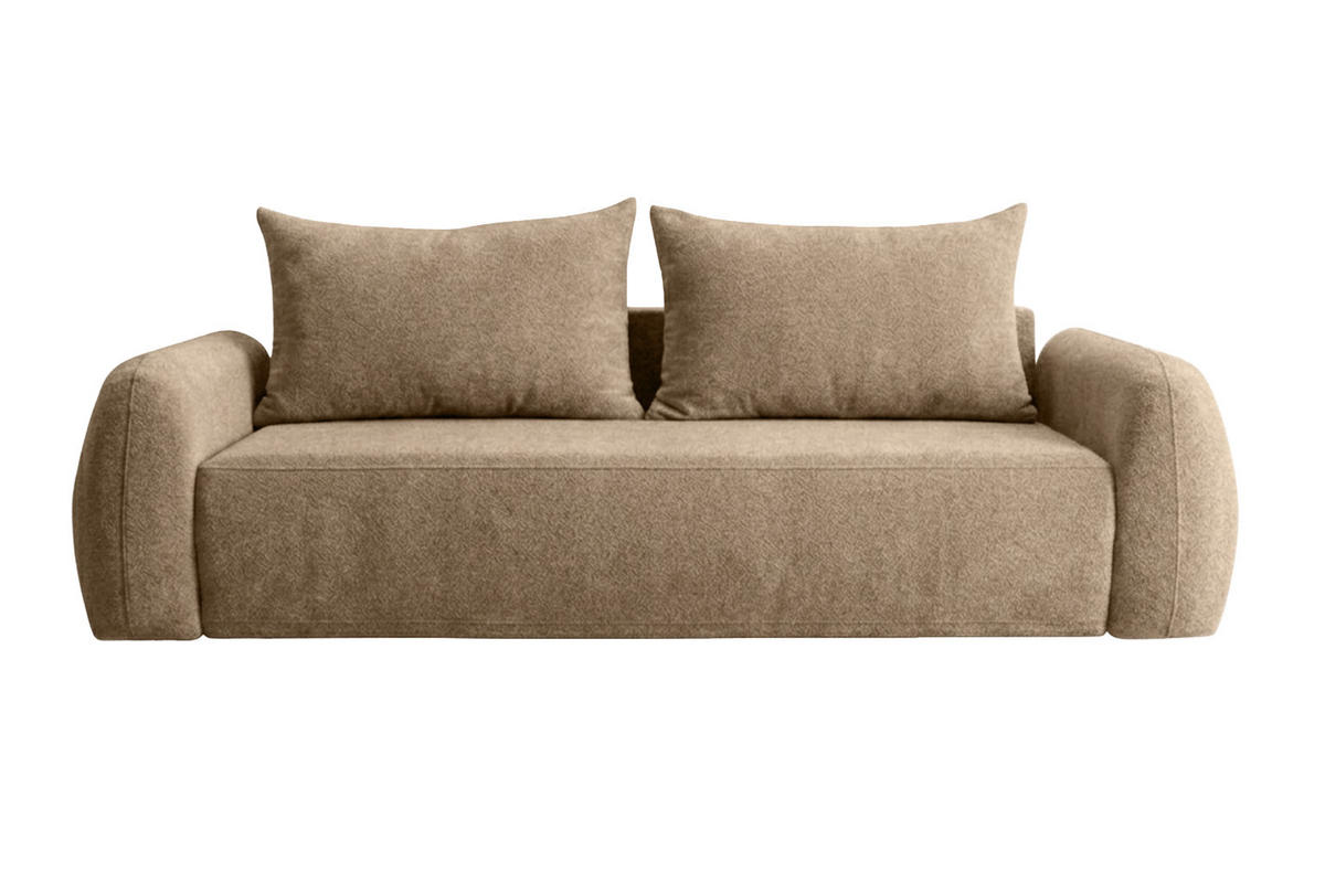 POHOVKA S Funkcí Spaní A Úložným Prostorem, Látka Doha, Tmavě Béžová, HELA - béžová, dřevo (250/89/100cm) - Kaiser Möbel
