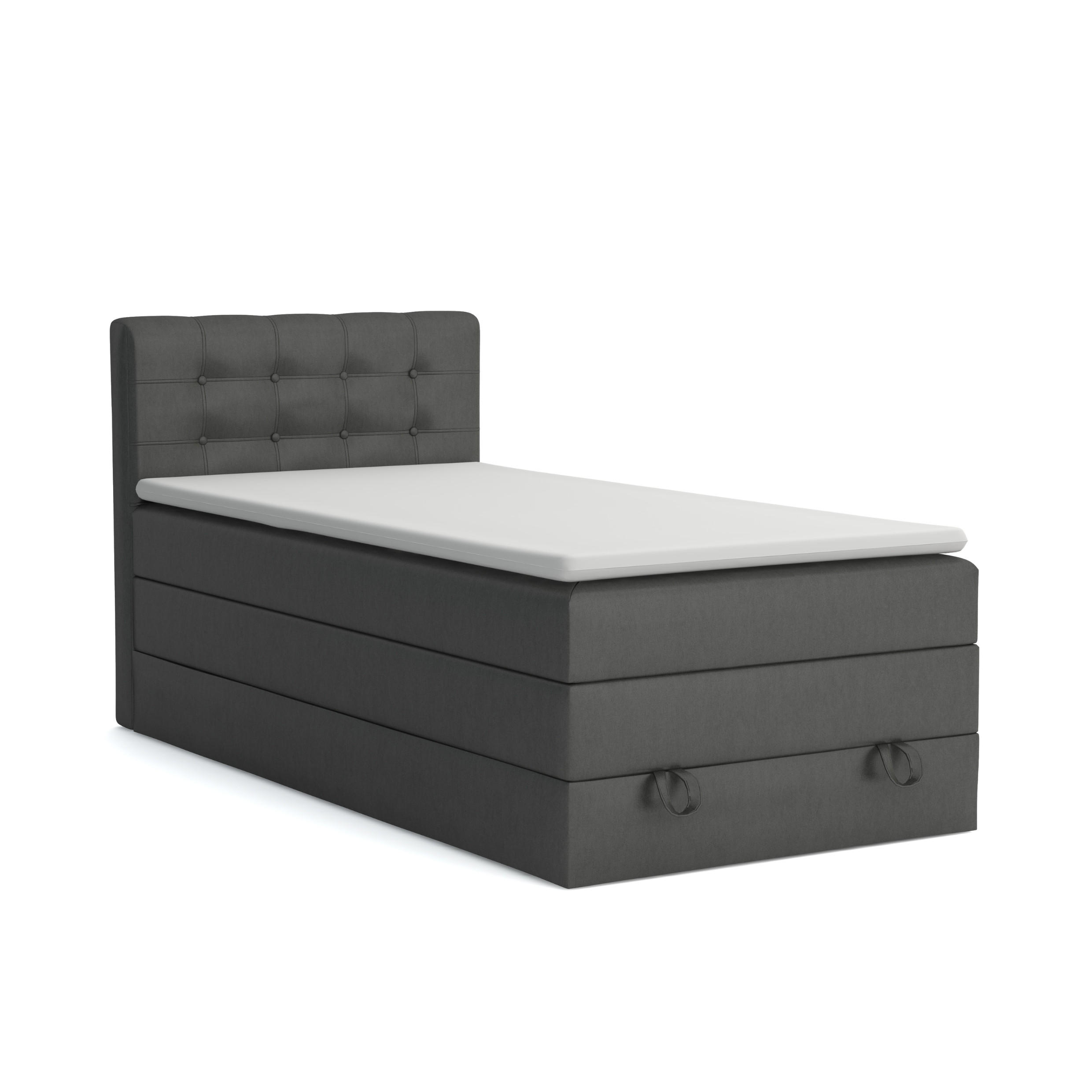 BOXSPRINGBETT JUNG 1 100/200 Velours Anthrazit mit Matratzen H3 + H4 - Anthrazit, Holz/Holzwerkstoff (100/200cm) - Deine Möbel 24
