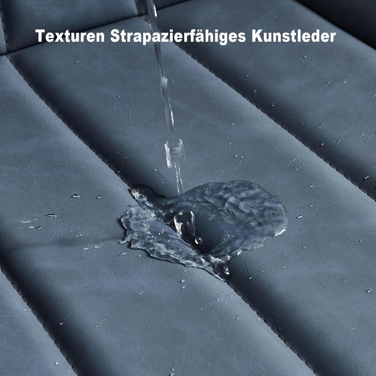ESSZIMMERSTÜHLE 2er Set Kunstleder Blau mit Rückenlehne und Metallbeinen - Blau, Kunststoff (46/87/46cm)