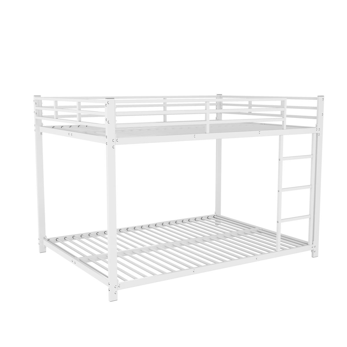 ETAGENBETT 140/200 cm Weiß Metall mit Sicherheitsleisten - Weiß, Metall (140/200cm) - OKWISH