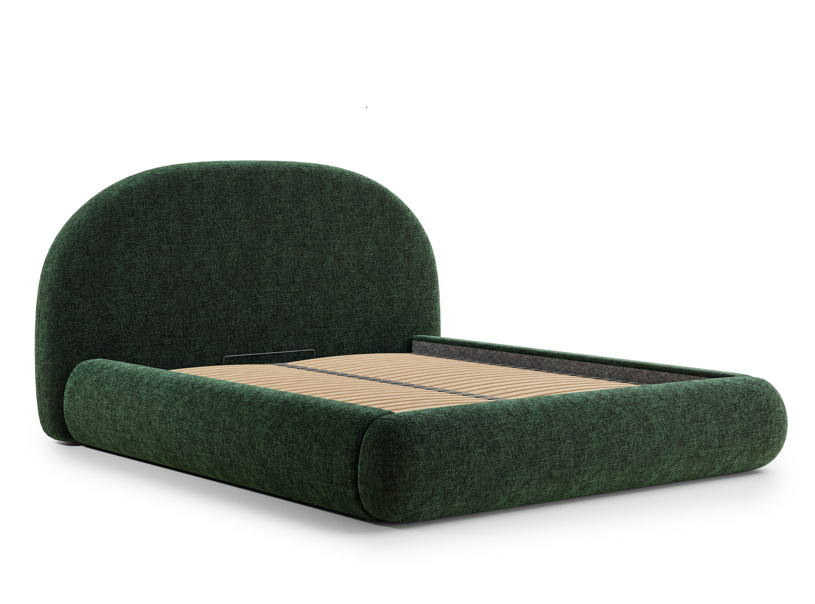 POLSTERBETT Maumere Dunkelgrün 160/200 cm im Chenille-Stoff - Dunkelgrün/Schwarz, Holz/Holzwerkstoff (160/200cm) - Maison de Reve