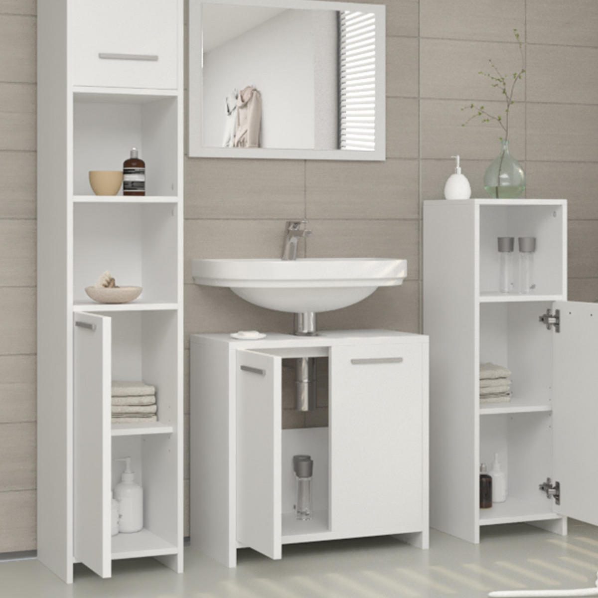 WASCHBECKENUNTERSCHRANK Kiko Weiß 58 x 60 cm - Weiß, Holzwerkstoff (58/60/33cm) - Vicco
