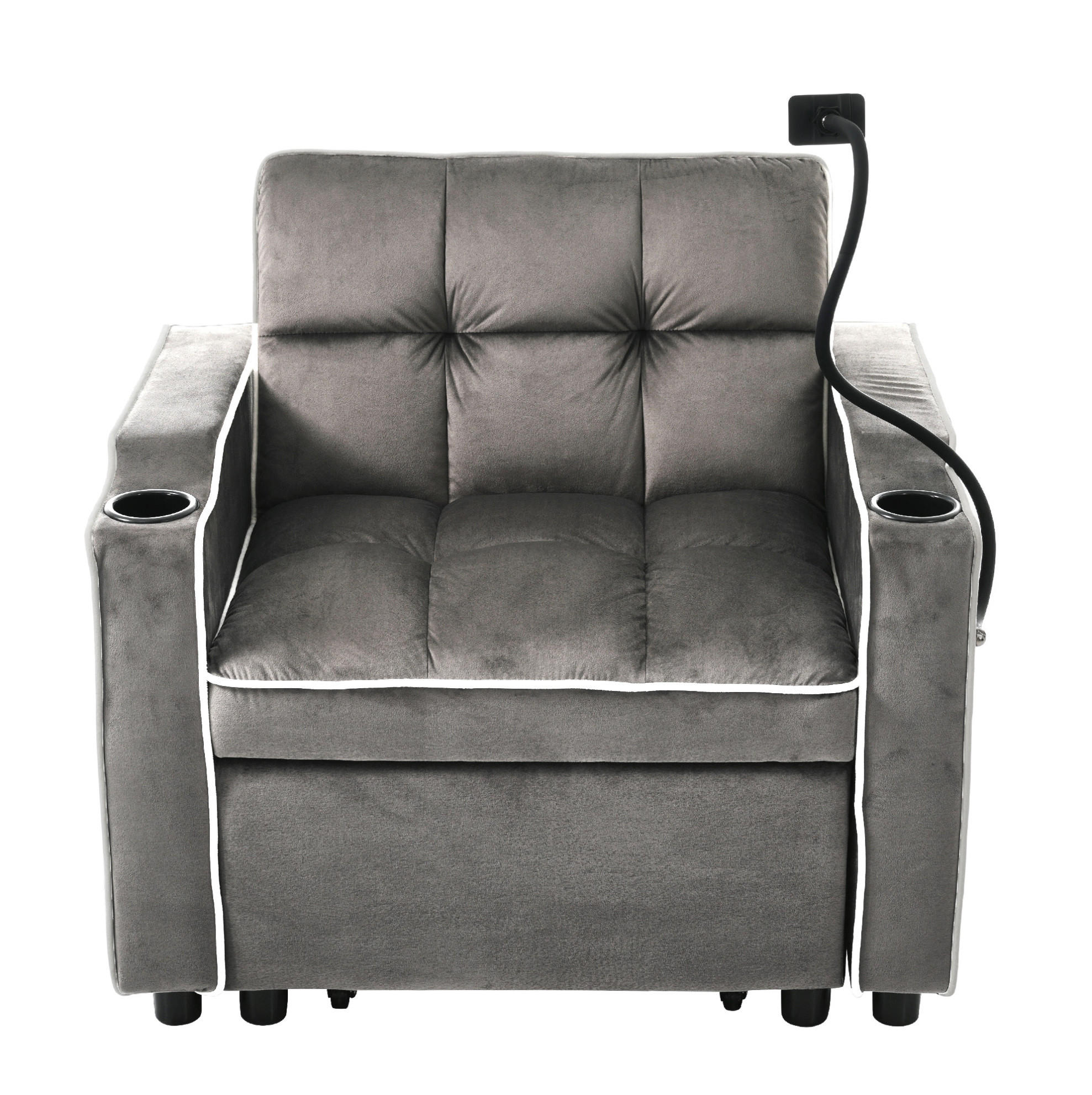 SCHLAFSESSEL 83/76/76 cm mit Liegefläche 83/167 cm – 3-stufig verstellbar - Dunkelgrau, Kunststoff (83/76/167cm) - BEAOK
