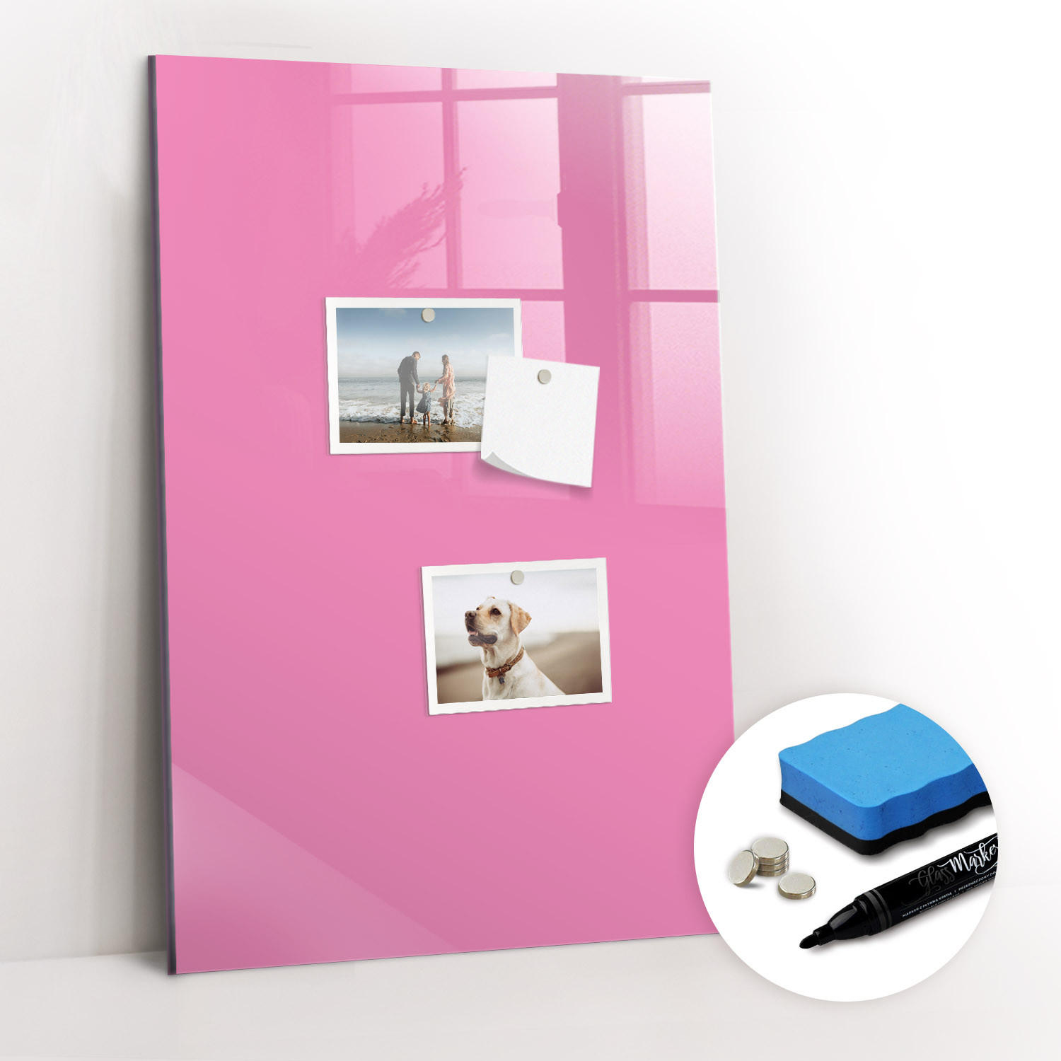MAGNETTAFEL 40x60 Rosa schwarzer Marker - Pink, Glas (40/0.4/60cm) - TULUP