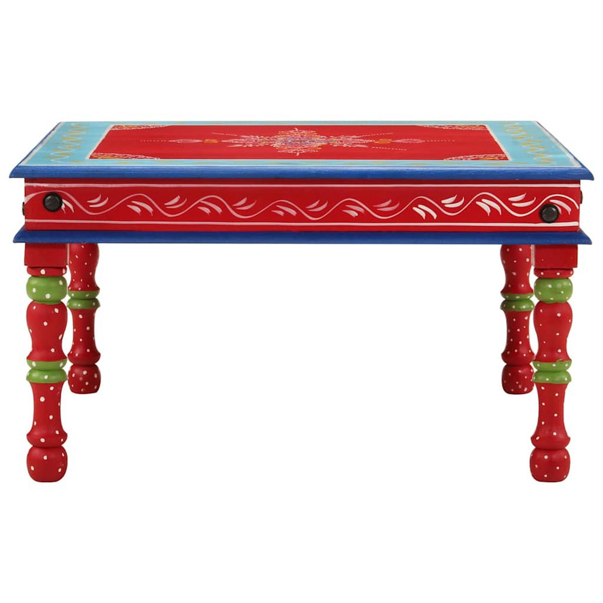 COUCHTISCH Rot Handbemalt Massivholz Mango - Rot, Holzwerkstoff (54/54/30cm) - furnicato