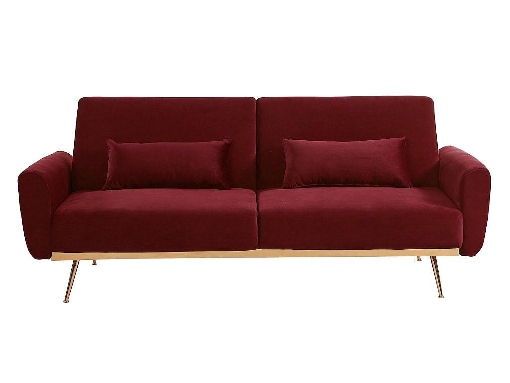 SCHLAFSOFA - 3 Personen - Samt, Stoff - Bordeaux - - Bordeaux, Textil (208/86/84cm) - Vente-Unique