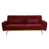 SCHLAFSOFA - 3 Personen - Samt, Stoff - Bordeaux - - Bordeaux, Textil (208/86/84cm) - Vente-Unique
