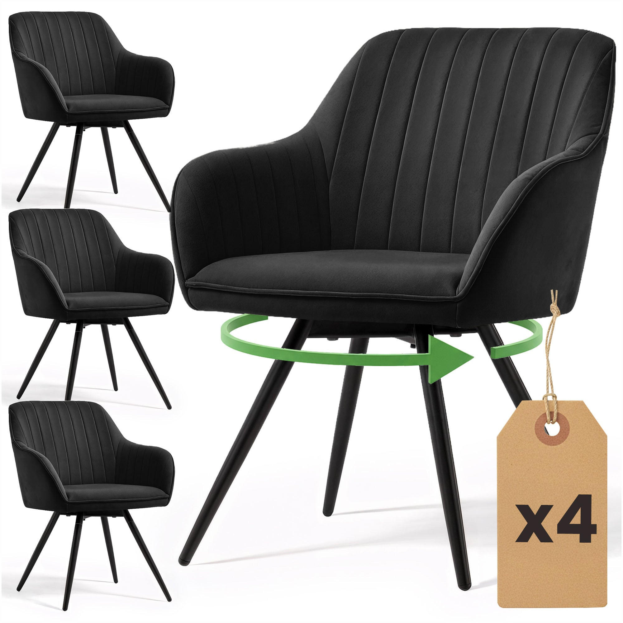 RAUMHIRSCH FURNITURE OTOČNÁ ŽIDLE, sada 4 ks, černá 55/83/58