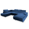 WOHNLANDSCHAFT SIENA L-S Blau Velours-Stoff mit Schlaffunktion - Blau, Holz (335/89/190cm) - MASSENO