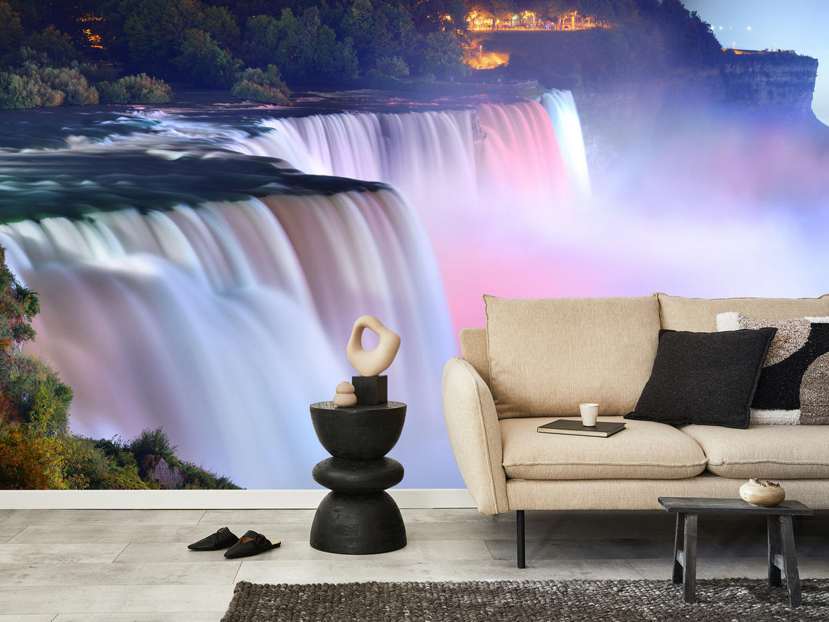 FOTOTAPETA Pre Obývaciu Izbu Hmlové Niagarské Vodopády Stromy Príroda 450 x 315 cm - hnedá/ružová, papier (450/315cm) - Muralo
