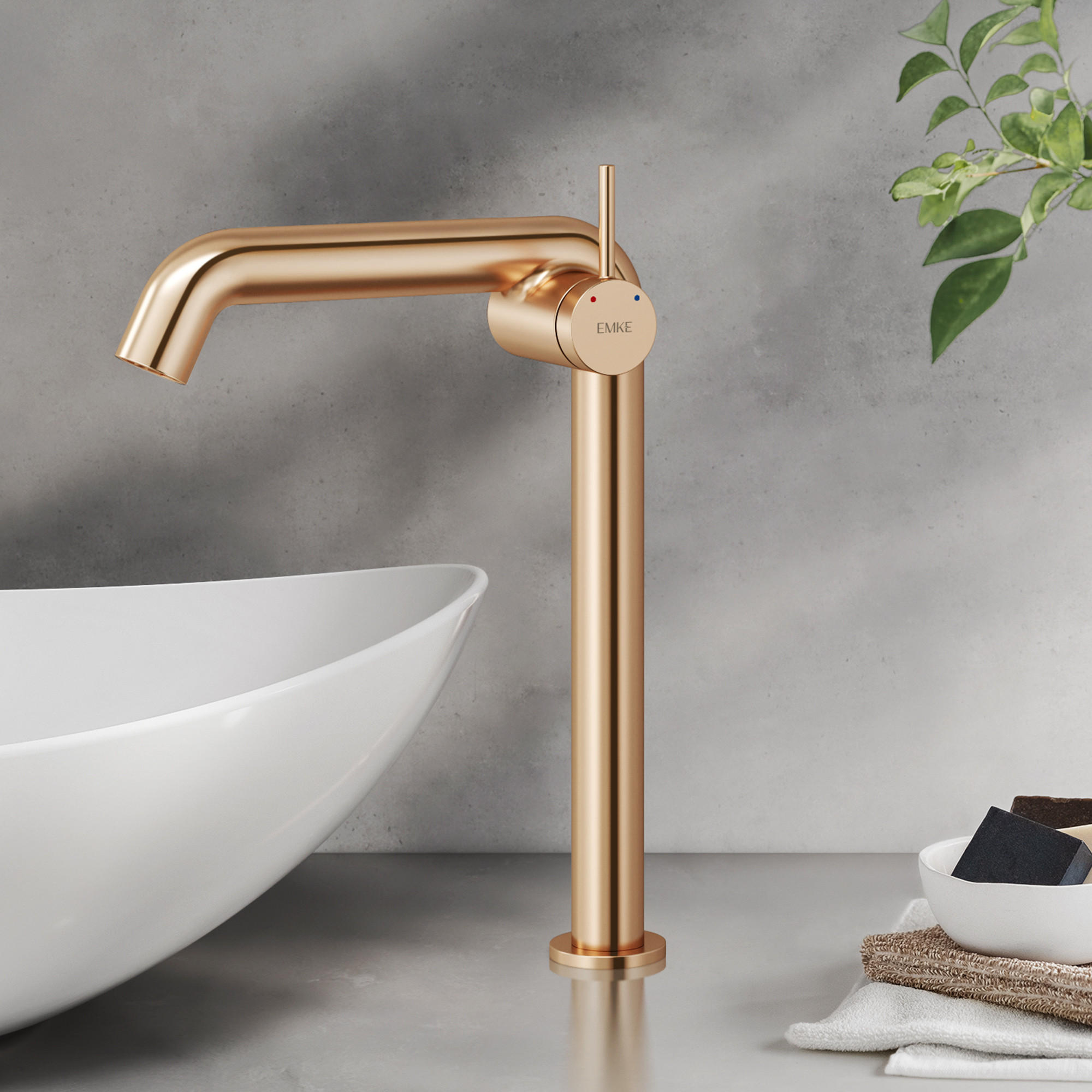WASCHTISCHARMATUR Rosengold 26cm - Roségold, Metall (22/7.6/33.2cm) - EMKE