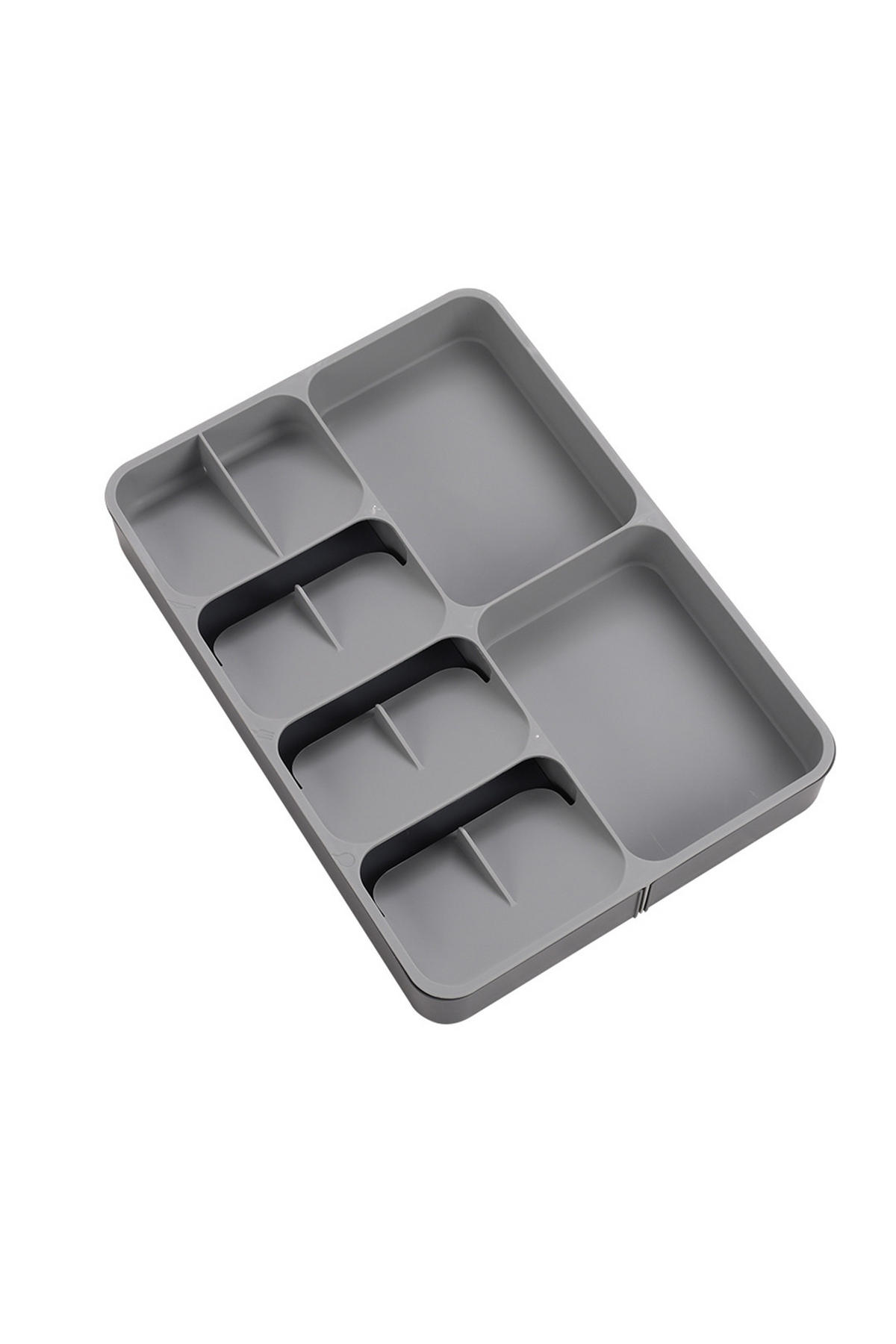 BESTECKORGANIZER Verstellbar für Schubladen aus PP in Grau Rechteckig Umweltfreundlich & ungiftig Ordnung schaffen 28 x 39 x 5,5 cm - Grau, Kunststoff (28/3.5/29cm) - Livingandhome