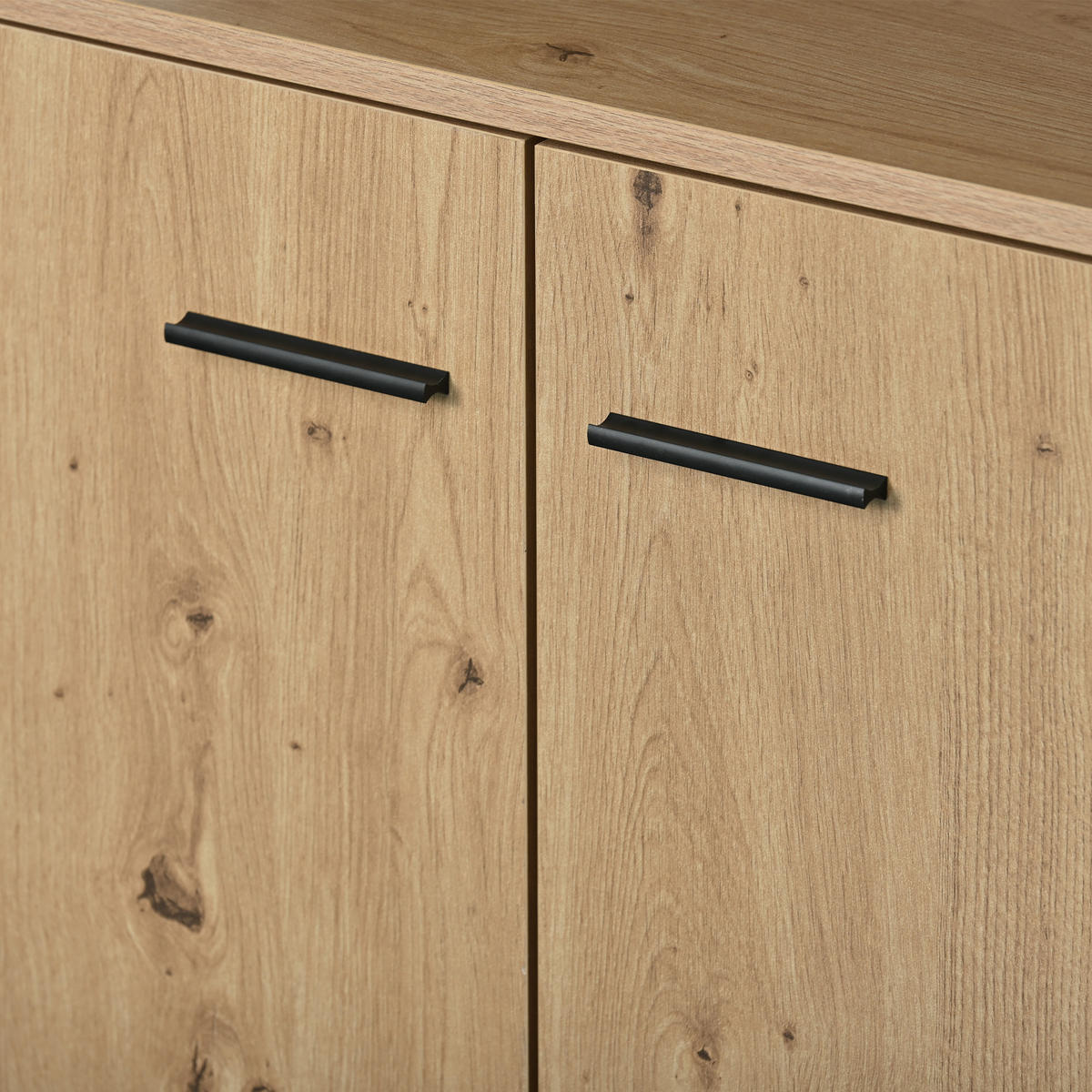 SIDEBOARD in Braun Industrielles Anrichte mit 3 Türen und 3 Schubladen für Schlafzimmer und Wohnzimmer, B150/T35/H75.9cm - Schwarz/Naturfarben, Holzwerkstoff (150/75.9/35cm) - STILVORA