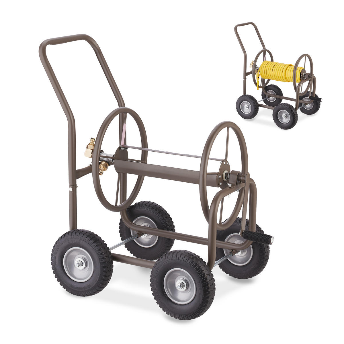 SCHLAUCHWAGEN - Braun, Kunststoff/Metall (50/81/80cm) - Relaxdays