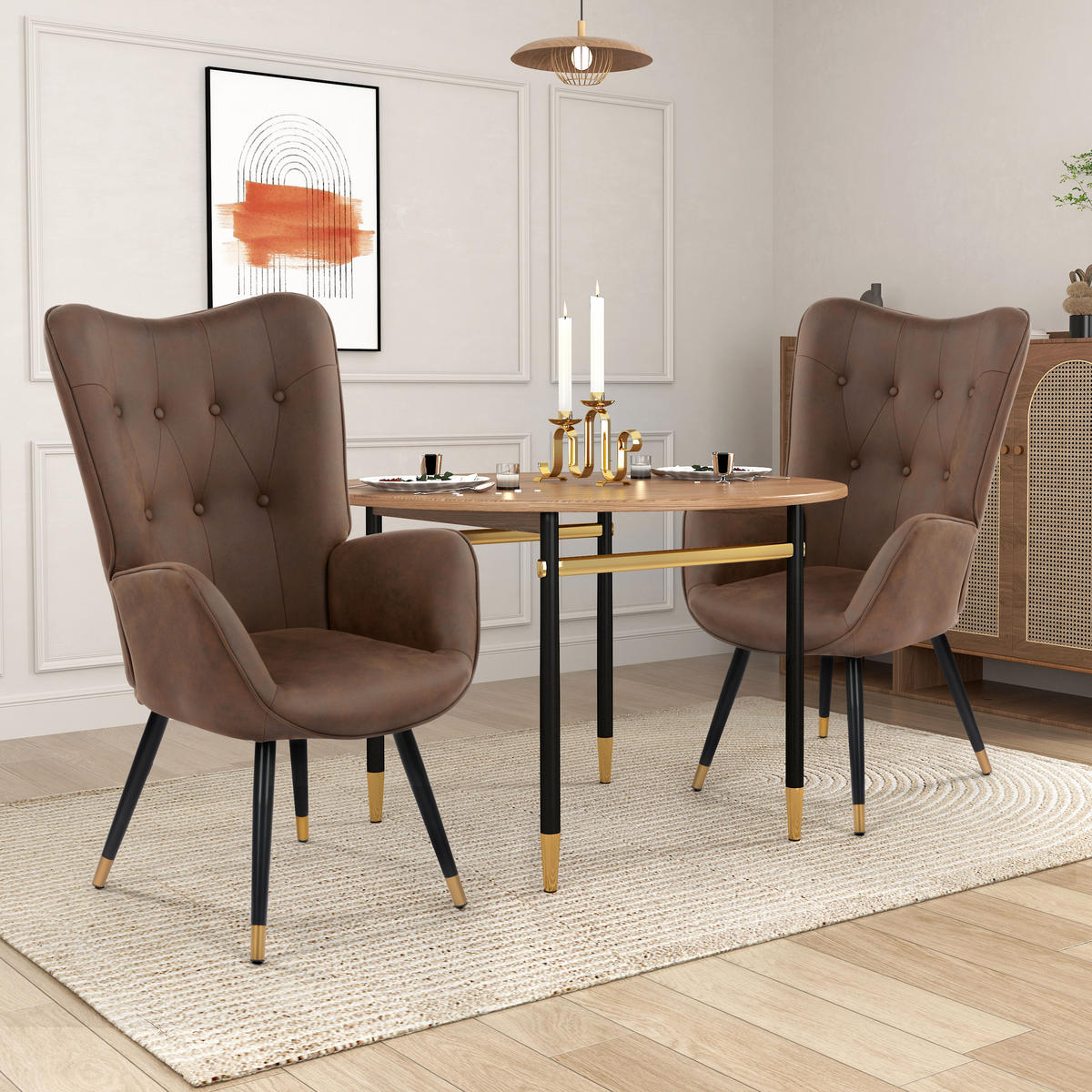 SESSEL Stoff, Beine aus Massivholz dunkelbraun - Dunkelbraun/Schwarz, Holz/Textil (66/104/71cm) - Urban Meuble