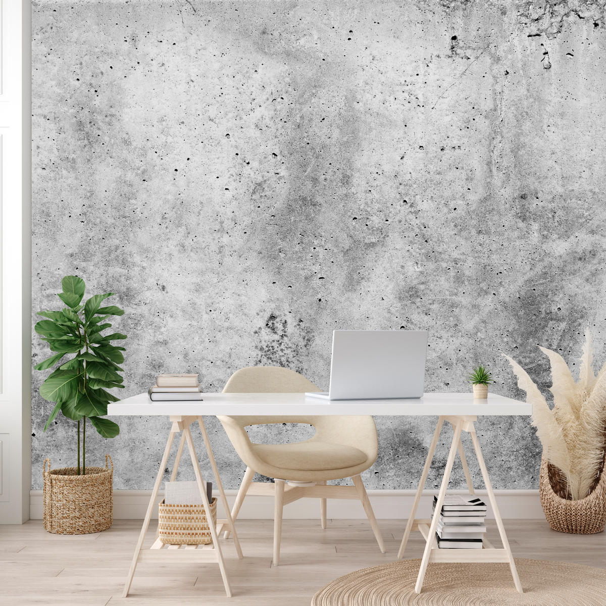 FOTOTAPETE Grauer Minimalistischer Beton Industrial Modern Loft 350x256 - Grau, Papier (350/256cm) - Muralo