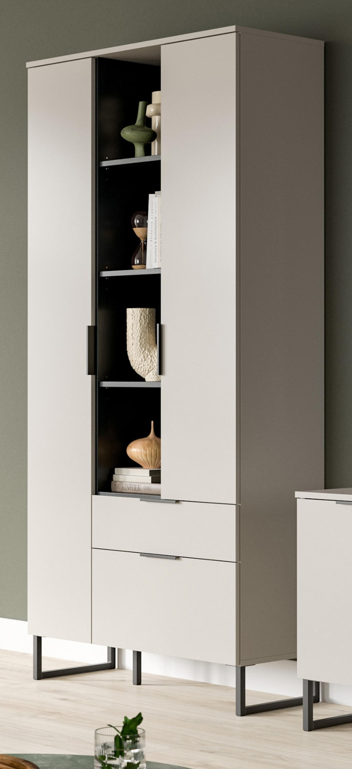 STAURAUMSCHRANK Kaschmir, schwarz 90 x 192 cm, Mehrzweckschrank mit Soft-Close - Kaschmir/Schwarz, Holzwerkstoff/Kunststoff (90/192/37cm) - Inn.Furn