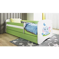 KINDERBETT Elefant 80x180 cm mit Schublade, Rausfallschutz & Lattenrost, Grün - Grün, Holzwerkstoff (80/180cm) - RAUMHIRSCH FURNITURE