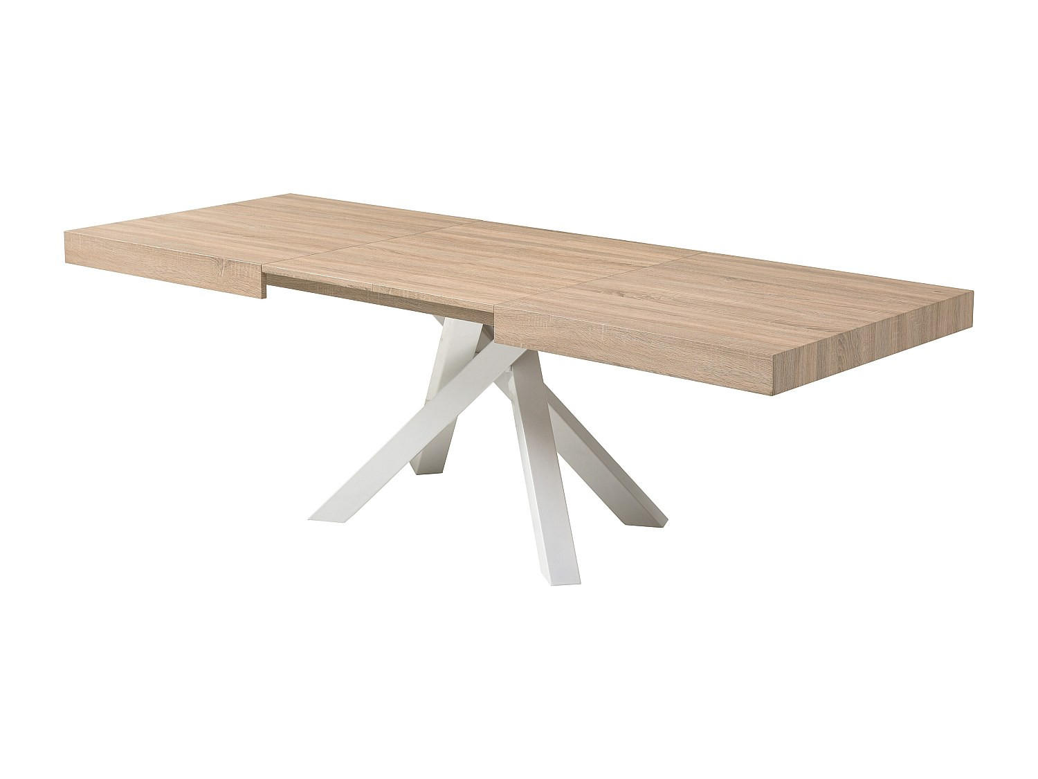 ESSTISCH ausziehbar - 6 bis 10 Personen - MDF & Metall - Holzfarben & Weiß - CATONAV - Naturfarben, Holz (90/240/75cm) - Vente-Unique