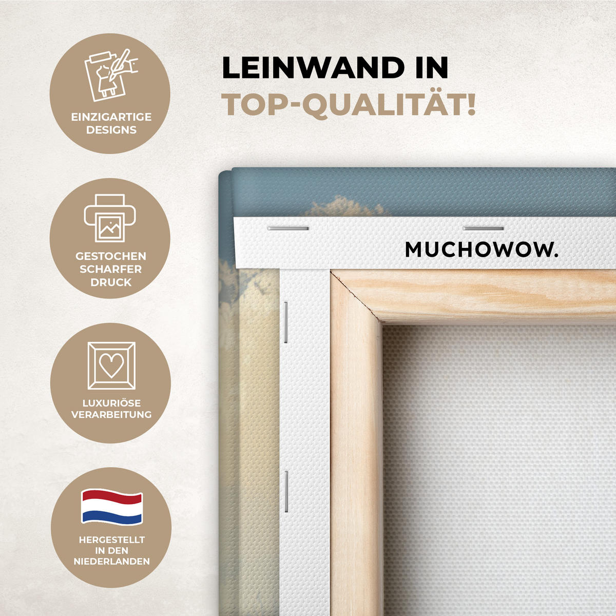 LEINWANDBILD Winter - Schnee - Zuhause - Natur Deko Groß 90x90 cm - Hellbraun, Textil (90/90cm) - MuchoWow