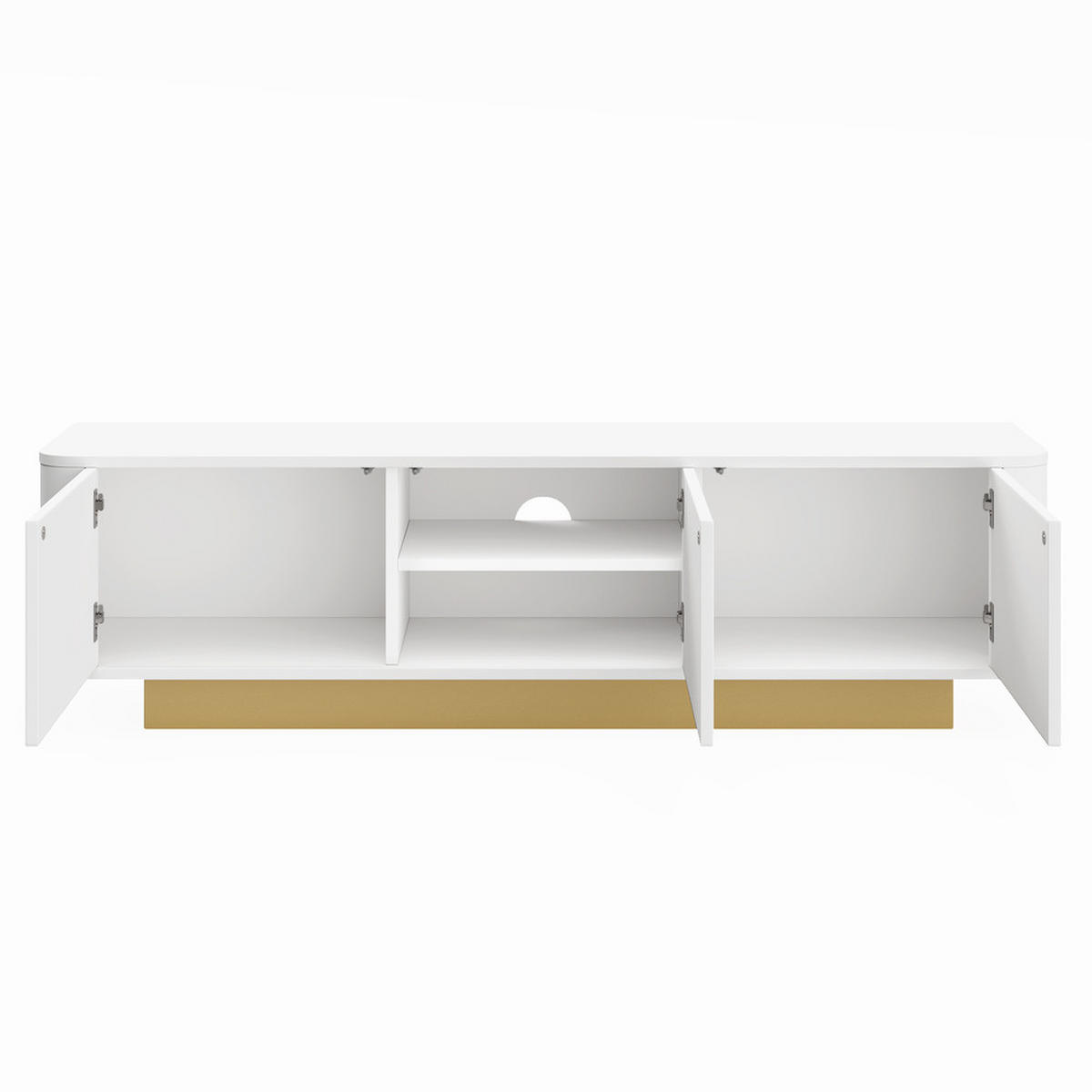 TV-SCHRANK Modern Lowboard Stauraum abgerundetes Design Weiß MDF - Weiß, Holz (43.69/16.76/80.01cm) - FLIEKS